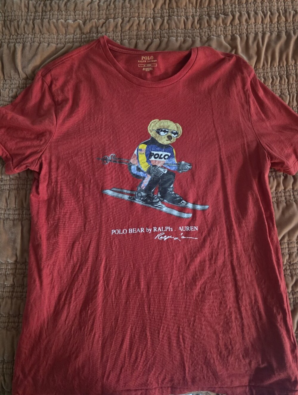 Polo by Ralph Lauren Red Mens Ski Polo Bear Graphic Tee